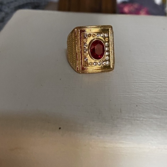 Anthropologie Ruby Gold Cocktail Signet Ring 8 - Picture 4 of 7